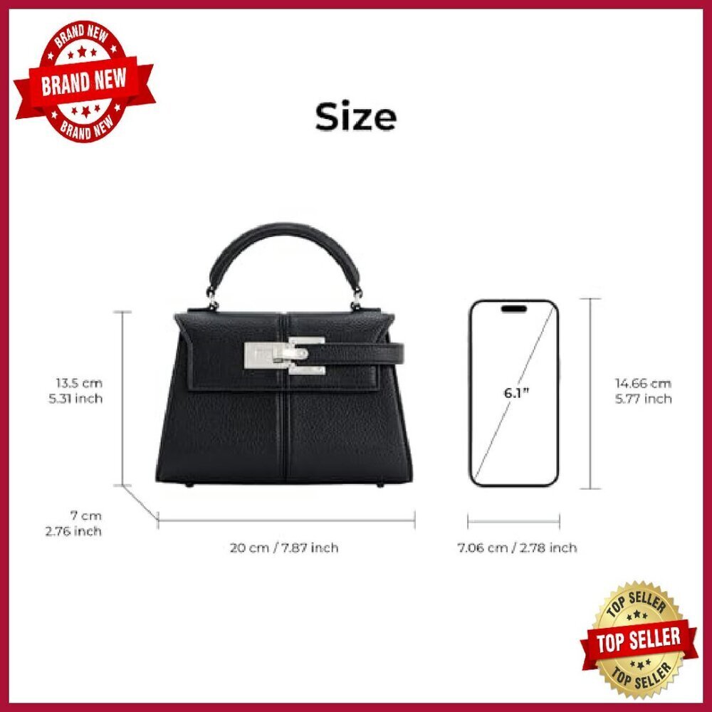 Vegan Leather Top Handle Crossbody Bag Adjustable Strap - Picture 7 of 8